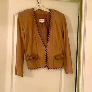 Vintage VAKKO Suede jacket camel with dark brown leather trim
